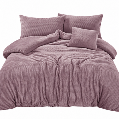 Teddy Fleece Waves Duvet Cover Set with Matching Cushion Covers | Night Zone