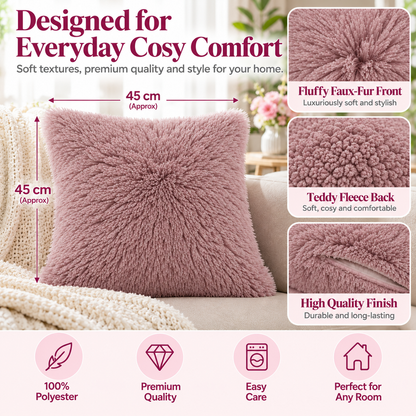 Teddy Hug Fleece Cushion Cover – Soft Fluffy Snug Cuddle Cushion Cover | Night Zone