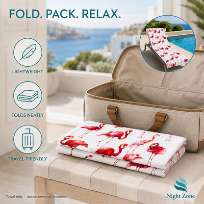 Printed Microfiber Beach & Sun Lounger Towel with Hood | Night Zone
