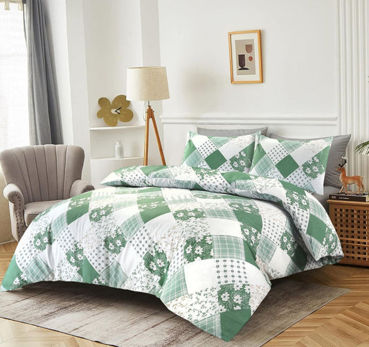 Eloise Patchwork Reversible Floral Polycotton Duvet Cover Set – Soft Easy Care Bedding | Night Zone