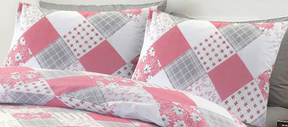 Eloise Patchwork Reversible Floral Polycotton Duvet Cover Set – Soft Easy Care Bedding | Night Zone