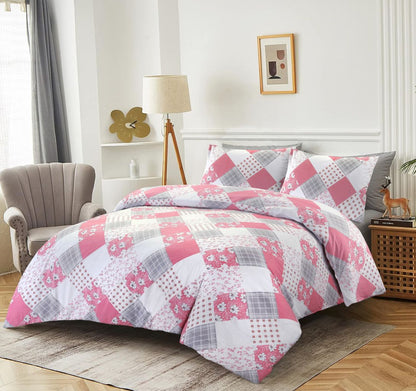 Eloise Patchwork Reversible Floral Polycotton Duvet Cover Set – Soft Easy Care Bedding | Night Zone