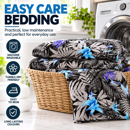 Abby Printed Polycotton Duvet Cover Set – Soft Easy Care Bedding | Night Zone