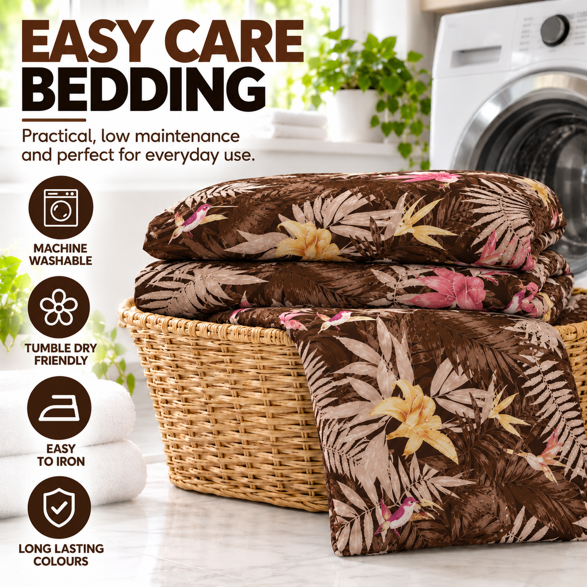 Abby Printed Polycotton Duvet Cover Set – Soft Easy Care Bedding | Night Zone