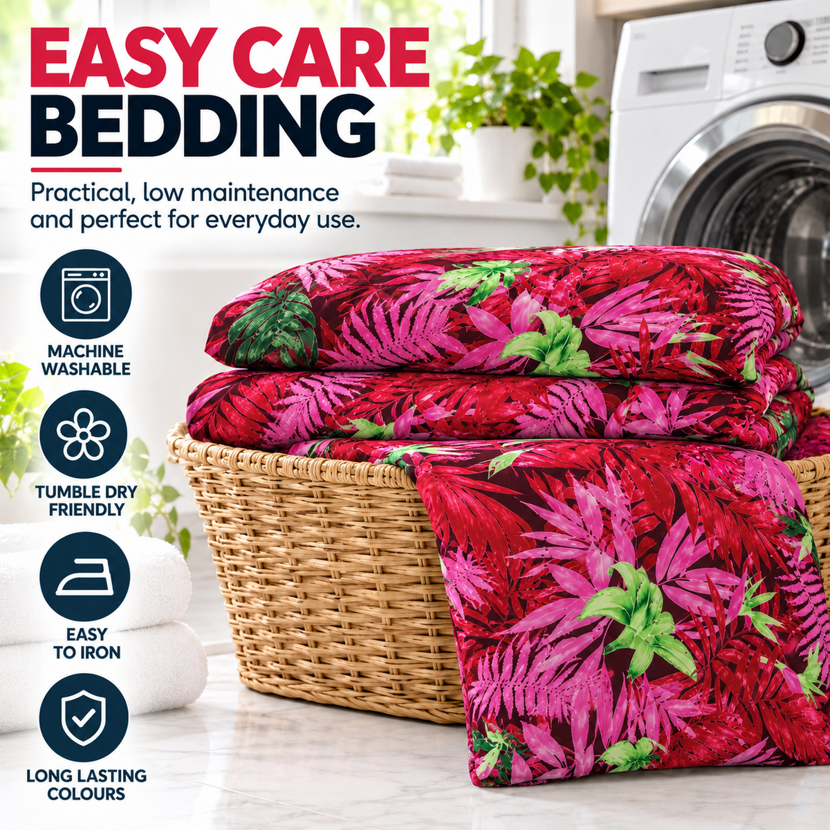 Abby Printed Polycotton Duvet Cover Set – Soft Easy Care Bedding | Night Zone