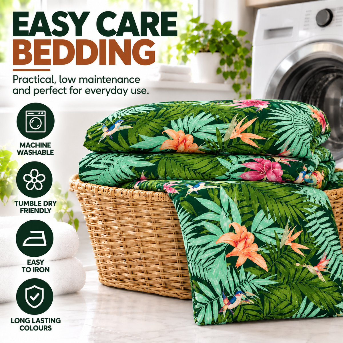Abby Printed Polycotton Duvet Cover Set – Soft Easy Care Bedding | Night Zone