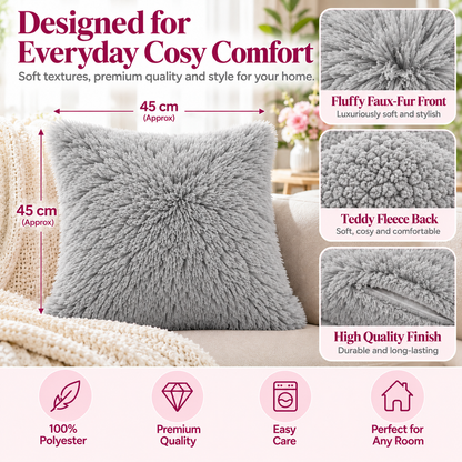Teddy Hug Fleece Cushion Cover – Soft Fluffy Snug Cuddle Cushion Cover | Night Zone