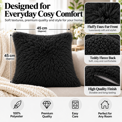 Teddy Hug Fleece Cushion Cover – Soft Fluffy Snug Cuddle Cushion Cover | Night Zone
