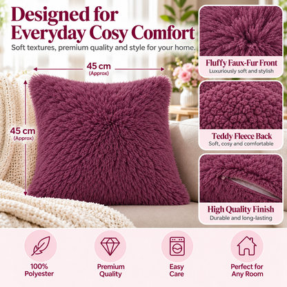 Teddy Hug Fleece Cushion Cover – Soft Fluffy Snug Cuddle Cushion Cover | Night Zone