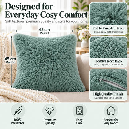 Teddy Hug Fleece Cushion Cover – Soft Fluffy Snug Cuddle Cushion Cover | Night Zone