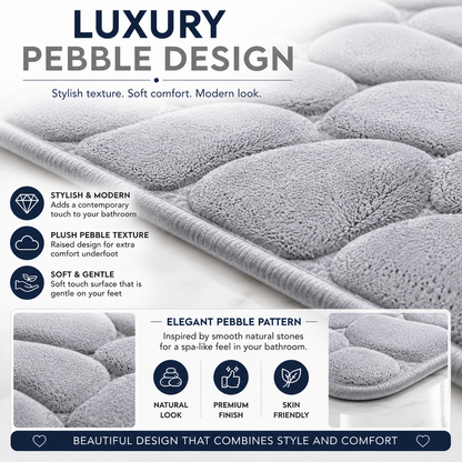 Pebble Stone Bath Mat Set – Soft Absorbent Non Slip Bathroom Rug Set | Night Zone