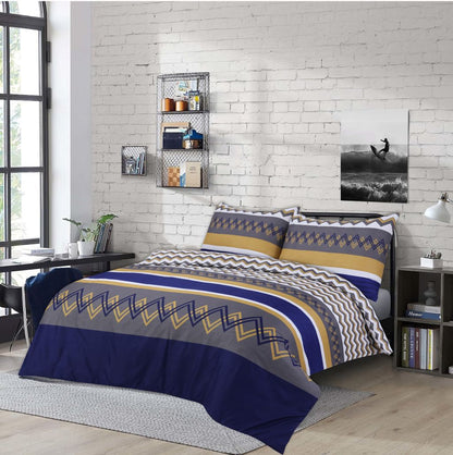 4 Piece Printed Microfiber Bedding Set – Duvet Cover, Fitted Sheet & Pillowcases | Night Zone