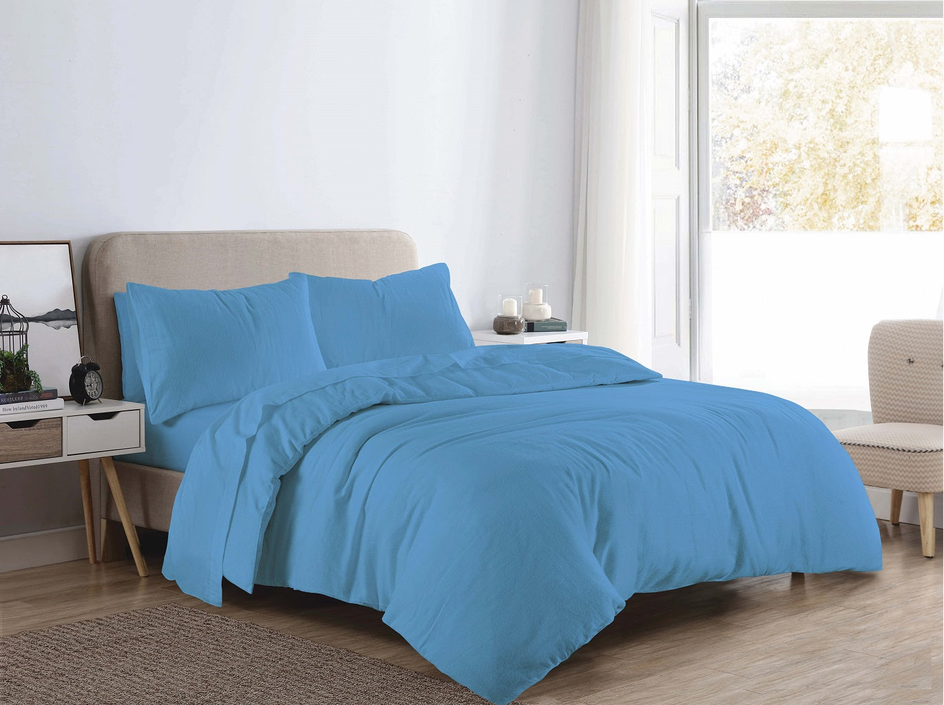 Flannelette Duvet Cover Set – 100% Brushed Cotton Soft Warm Bedding | Night Zone