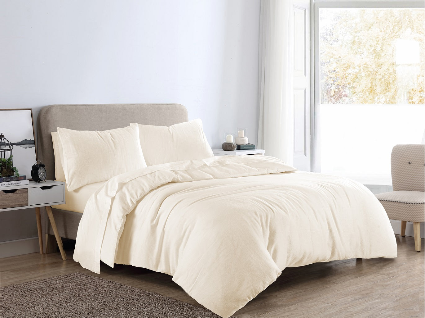 Flannelette Duvet Cover Set – 100% Brushed Cotton Soft Warm Bedding | Night Zone