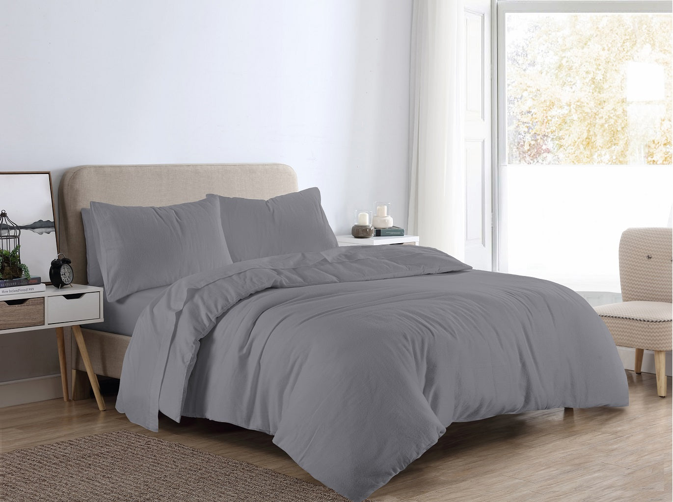 Flannelette Duvet Cover Set – 100% Brushed Cotton Soft Warm Bedding | Night Zone