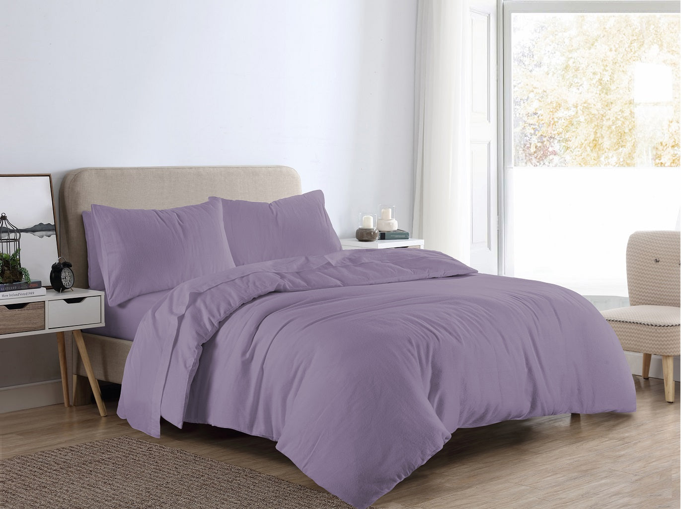 Flannelette Duvet Cover Set – 100% Brushed Cotton Soft Warm Bedding | Night Zone