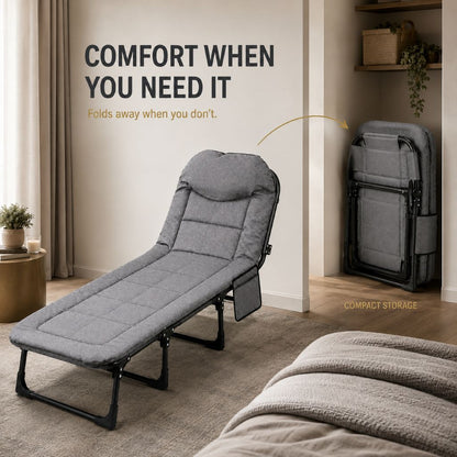 Grey Foldable Guest Bed & Reclining Lounger | Night Zone