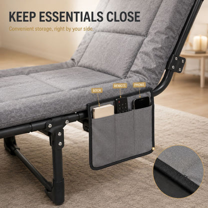 Grey Foldable Guest Bed & Reclining Lounger | Night Zone