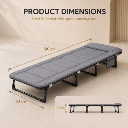Grey Foldable Guest Bed & Reclining Lounger | Night Zone