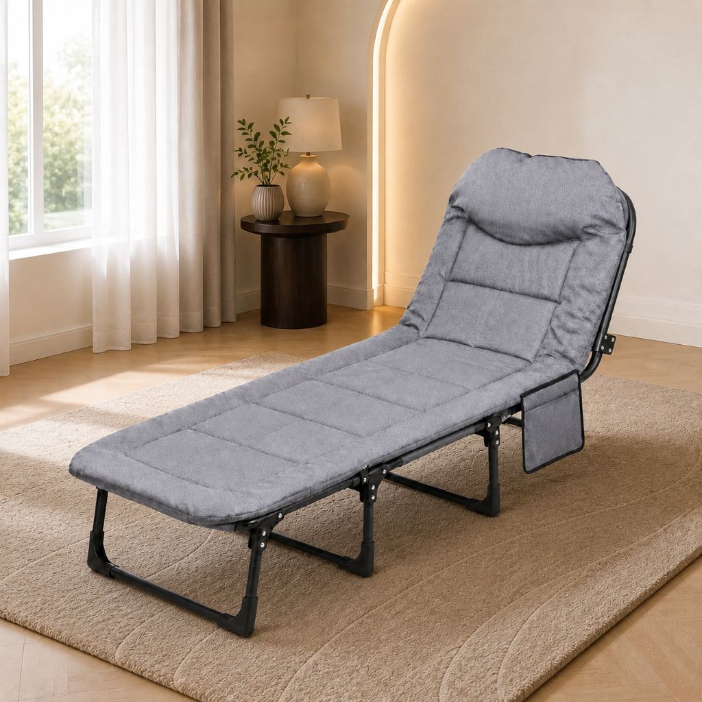 Grey Foldable Guest Bed & Reclining Lounger | Night Zone