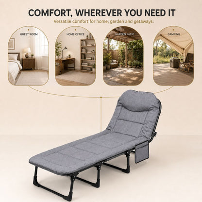 Grey Foldable Guest Bed & Reclining Lounger | Night Zone