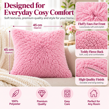 Teddy Hug Fleece Cushion Cover – Soft Fluffy Snug Cuddle Cushion Cover | Night Zone