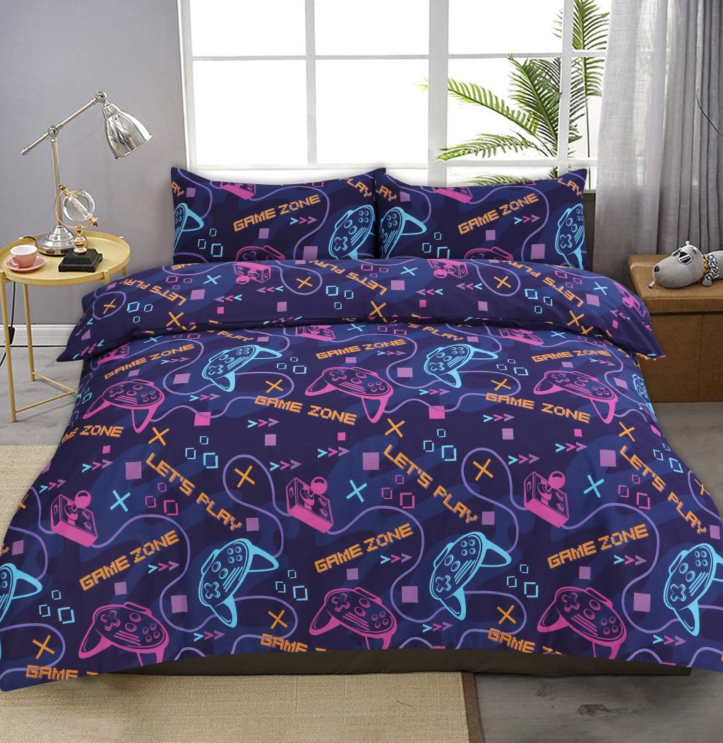 Gaming Duvet Cover Set – Kids Gamer Reversible Quilt Cover with Pillowcases Poly cotton Bedding | Night Zone