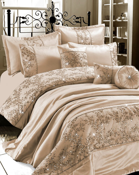 Gigi Embroidered Sparkle Duvet Cover Set – Luxury Glamour Bedding | Night Zone