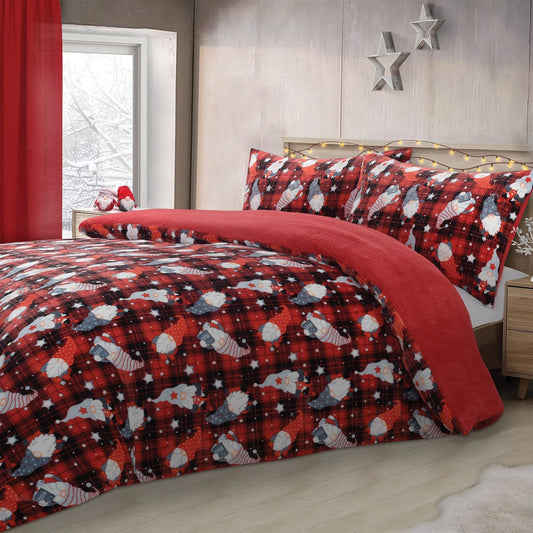 Christmas Gonks Teddy Fleece Duvet Cover Set – Soft Warm Cosy Winter Bedding | Night Zone