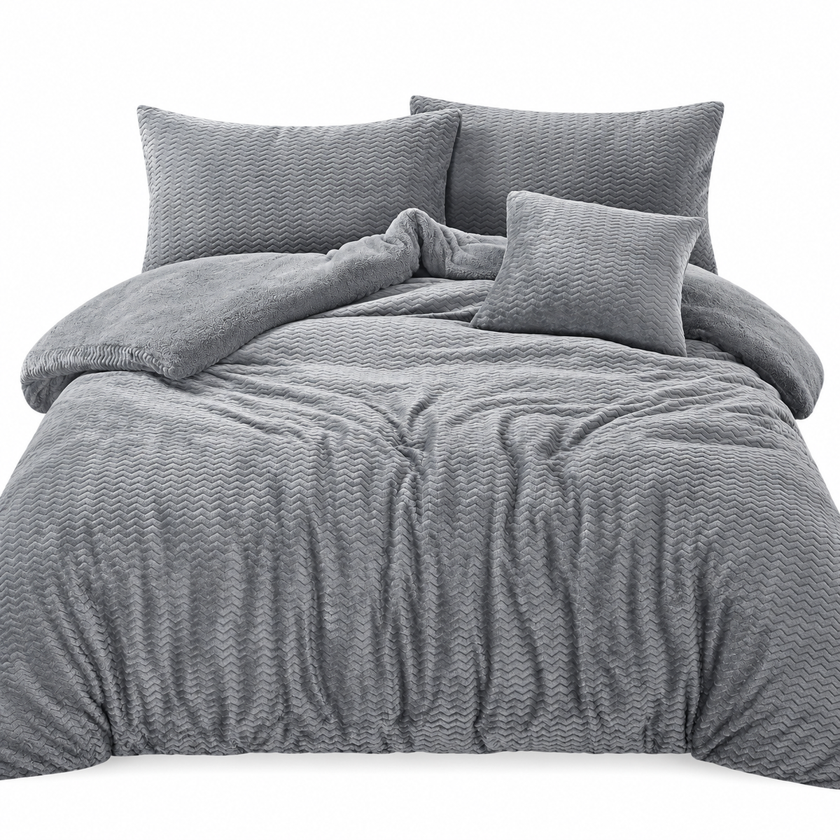 Teddy Fleece Waves Duvet Cover Set with Matching Cushion Covers | Night Zone