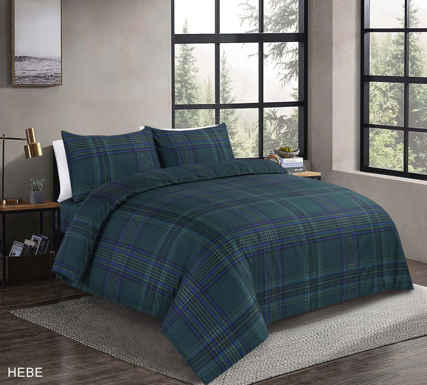 Hebe Tartan Check Microfibre Duvet Cover Set – Soft Easy Care Bedding | Night Zone