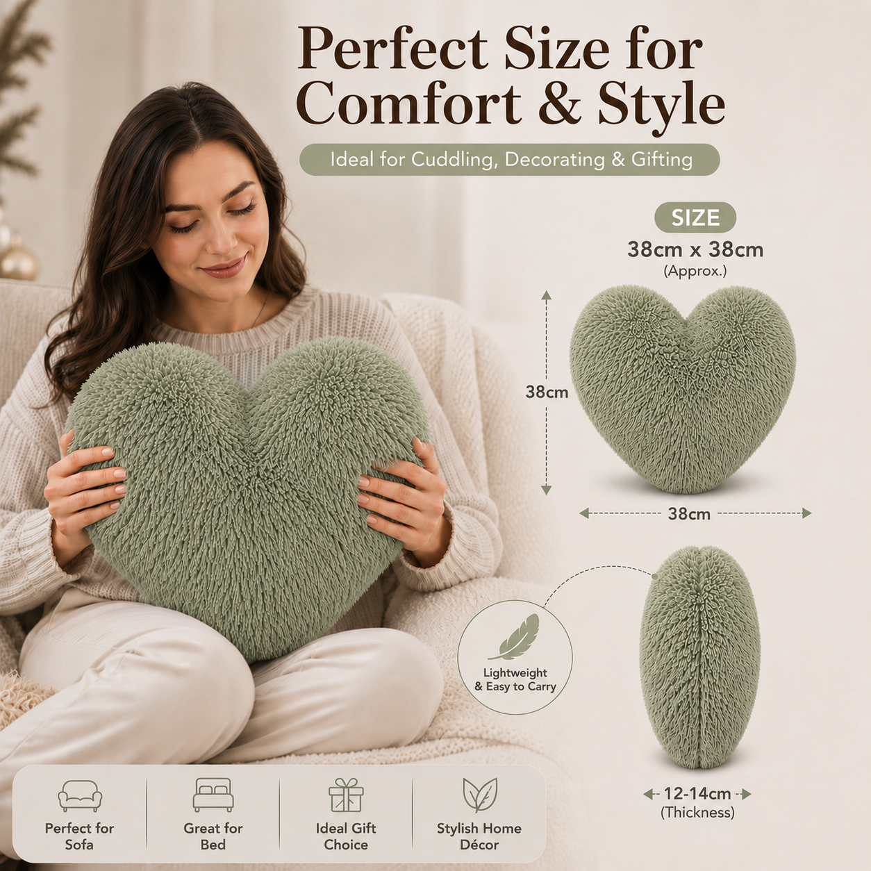 Teddy Cuddles Heart Shape Teddy Fleece Cushion – Soft Filled Decorative Cushion | Night Zone
