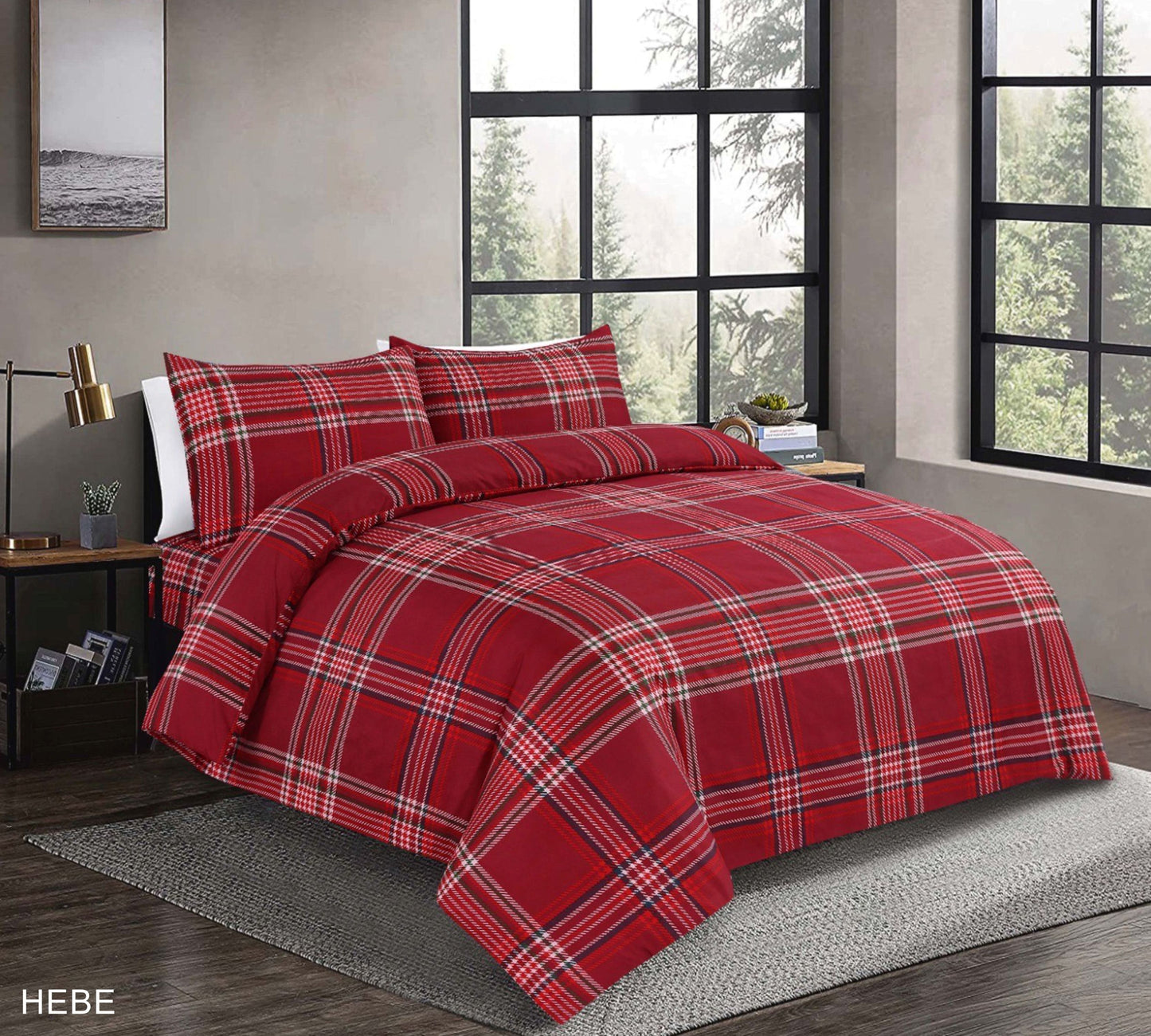 Hebe Tartan Check Microfibre Duvet Cover Set – Soft Easy Care Bedding | Night Zone