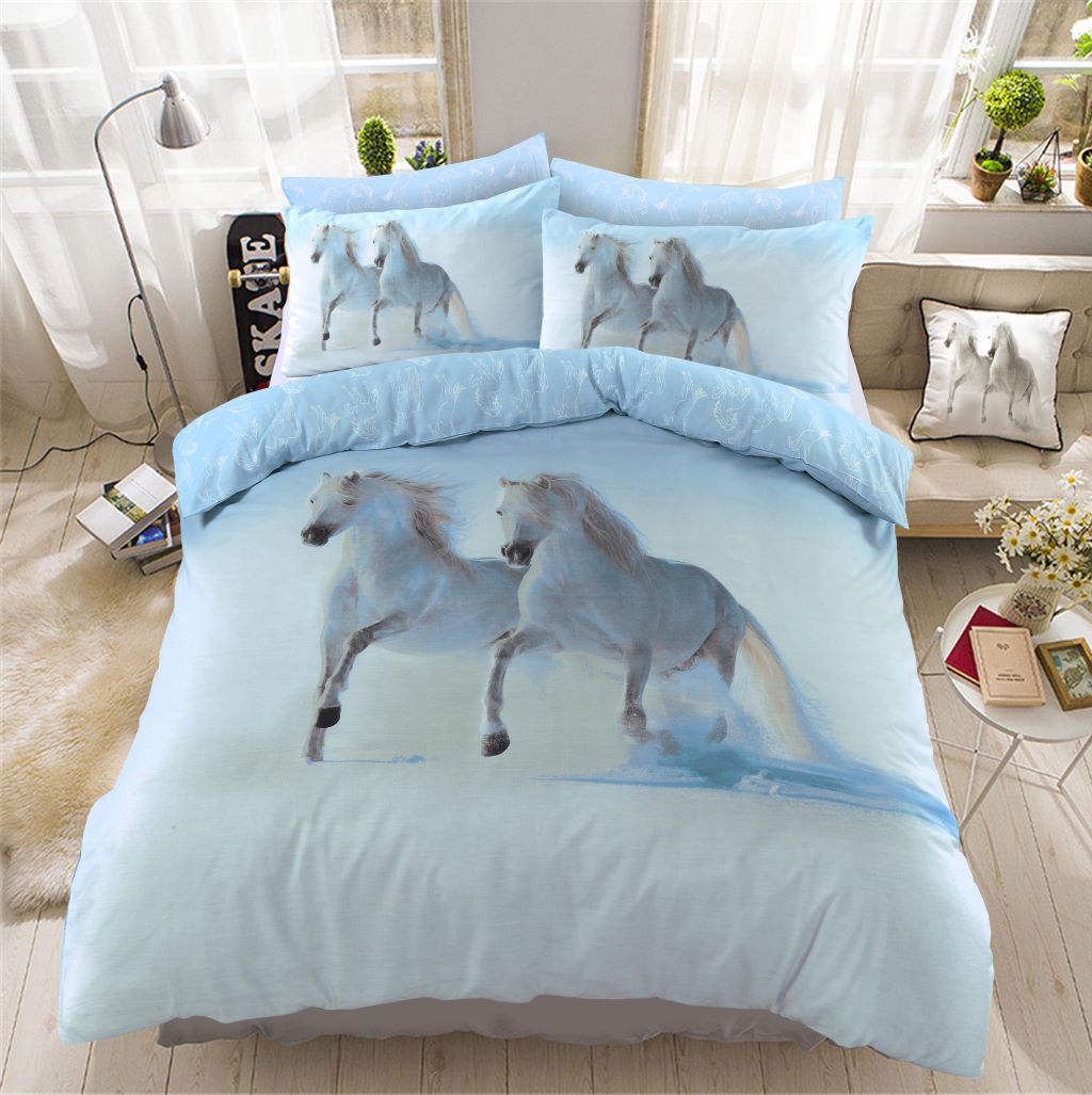 3D Horses Printed Duvet Cover Set – Easy Care Polycotton Bedding | Night Zone