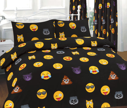 Ikons Emoji Printed Polycotton Duvet Cover Set – Soft Easy Care Bedding | Night Zone