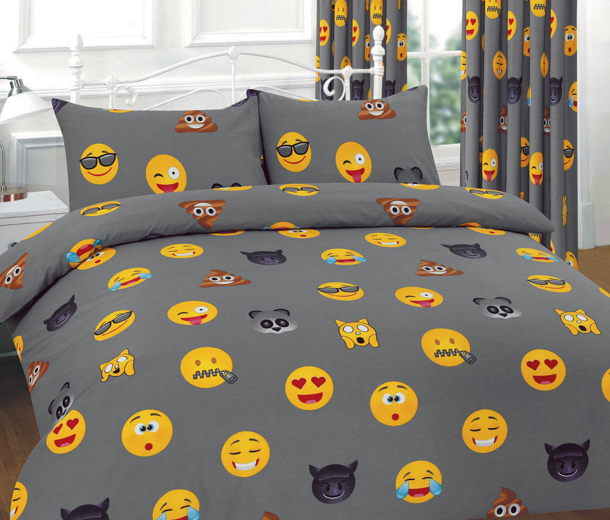 Ikons Emoji Printed Polycotton Duvet Cover Set – Soft Easy Care Bedding | Night Zone