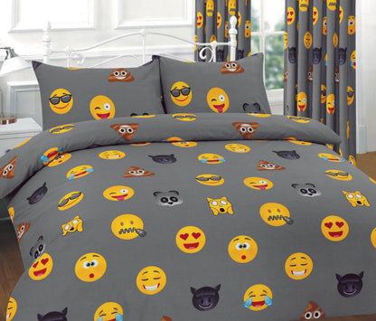 Ikons Emoji Printed Polycotton Duvet Cover Set – Soft Easy Care Bedding | Night Zone