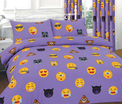 Ikons Emoji Printed Polycotton Duvet Cover Set – Soft Easy Care Bedding | Night Zone