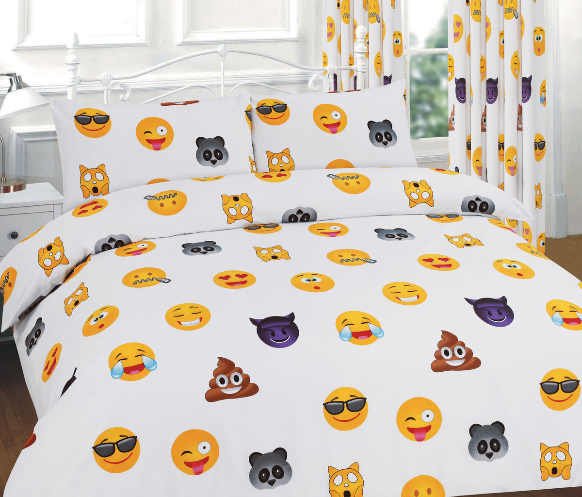 Ikons Emoji Printed Polycotton Duvet Cover Set – Soft Easy Care Bedding | Night Zone