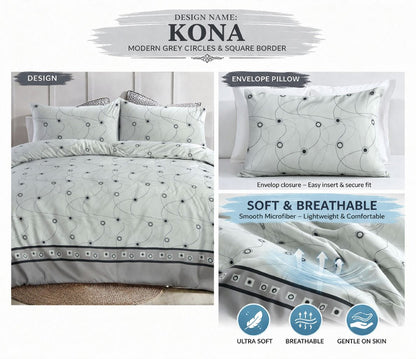 4 Piece Printed Microfiber Bedding Set – Duvet Cover, Fitted Sheet & Pillowcases | Night Zone