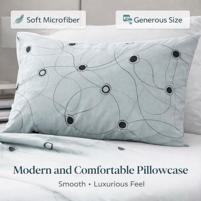 4 Piece Printed Microfiber Bedding Set – Duvet Cover, Fitted Sheet & Pillowcases | Night Zone