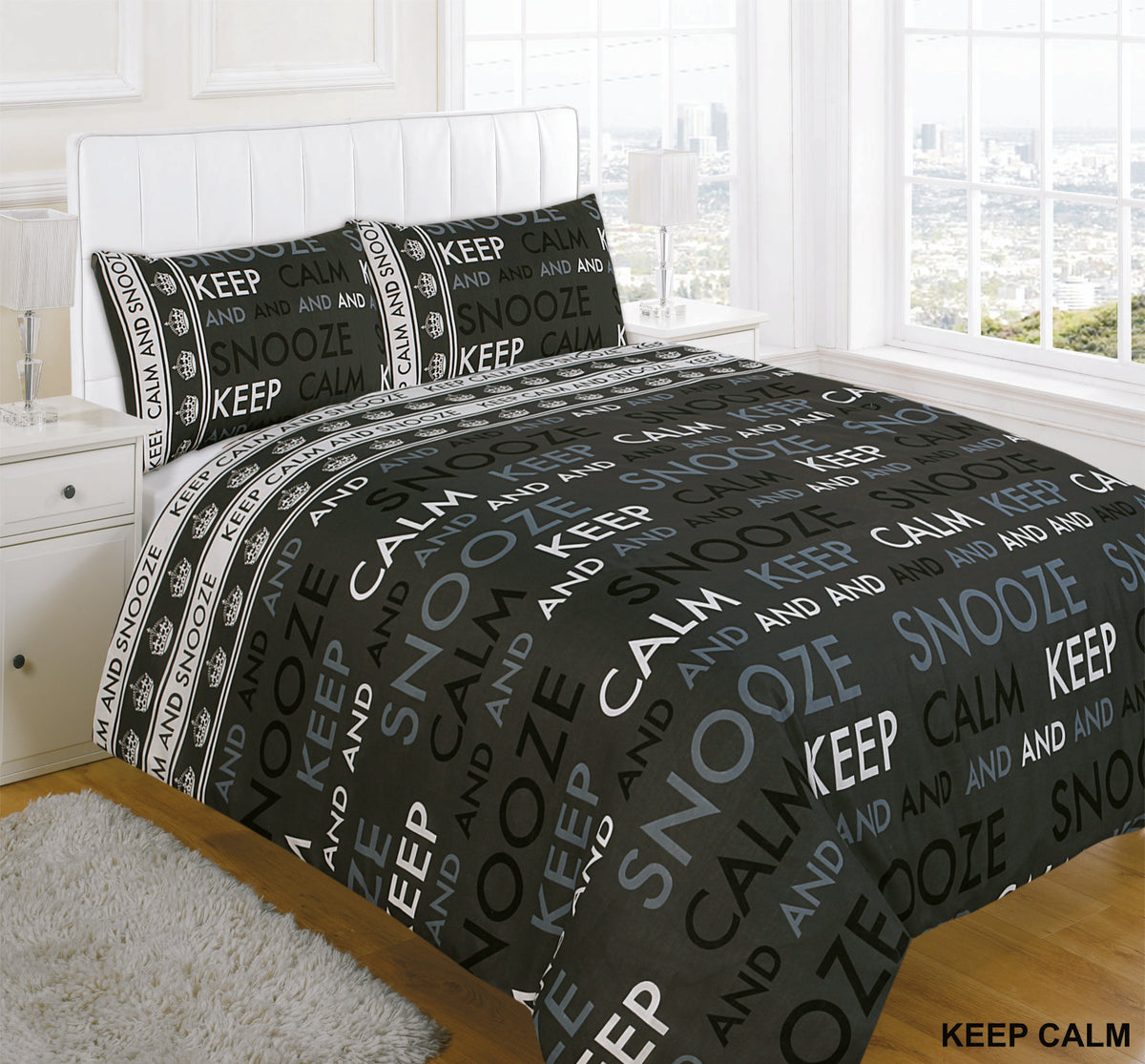 Keep Calm Printed Polycotton Duvet Cover Set – Soft Easy Care Bedding | Night Zone
