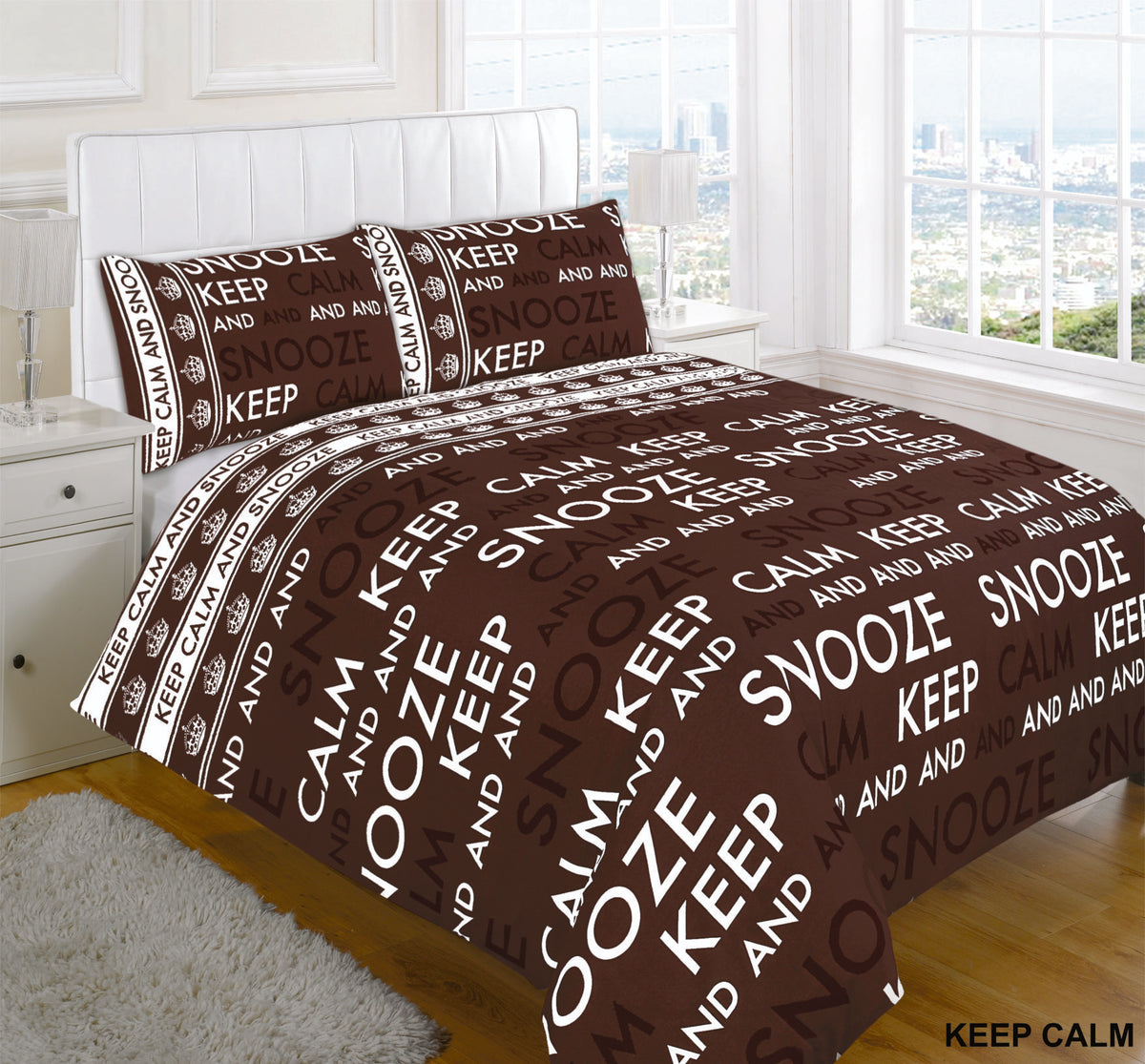 Keep Calm Printed Polycotton Duvet Cover Set – Soft Easy Care Bedding | Night Zone