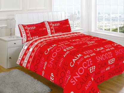 Keep Calm Printed Polycotton Duvet Cover Set – Soft Easy Care Bedding | Night Zone