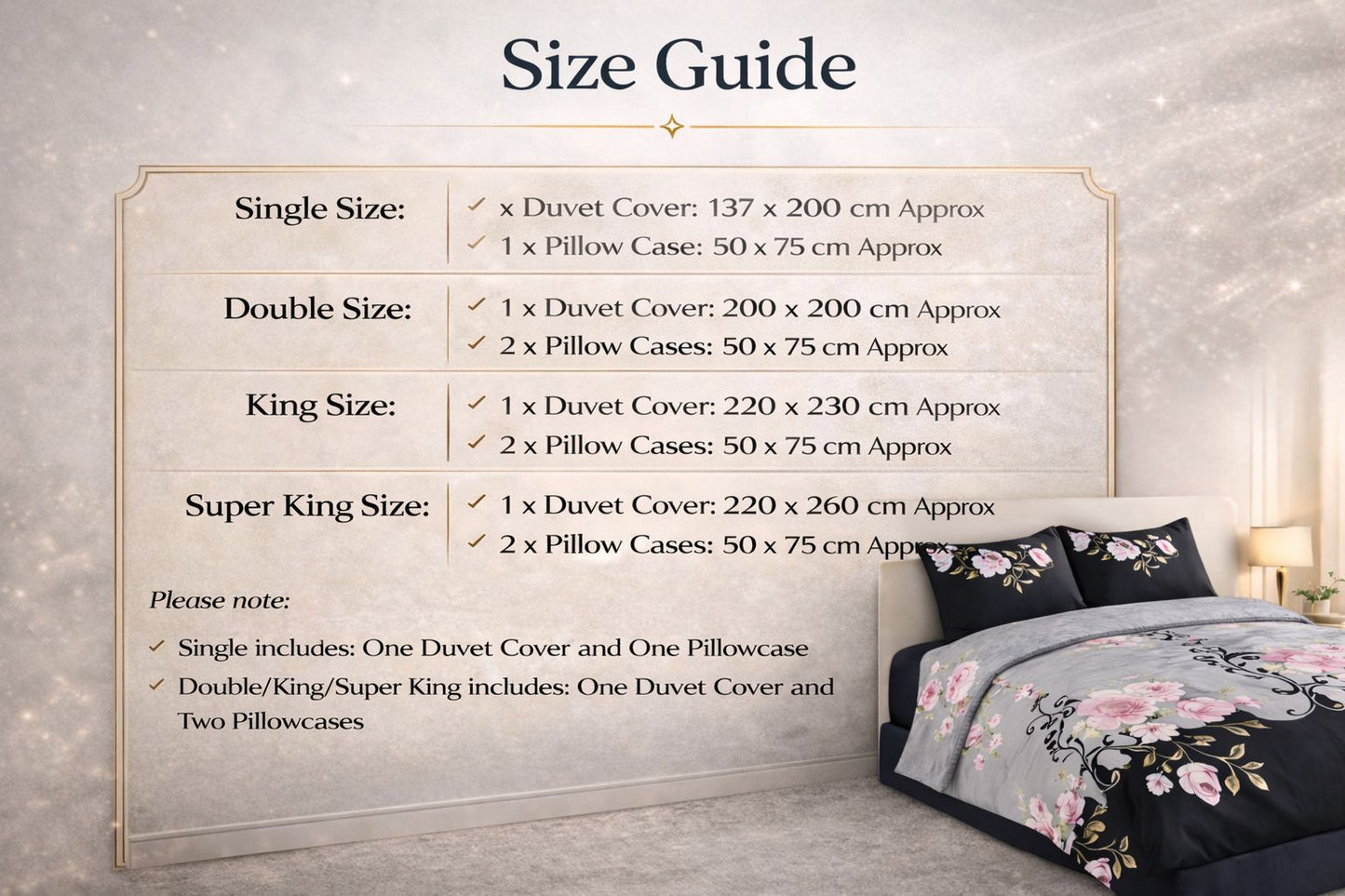 4 Piece Printed Microfiber Bedding Set – Duvet Cover, Fitted Sheet & Pillowcases | Night Zone