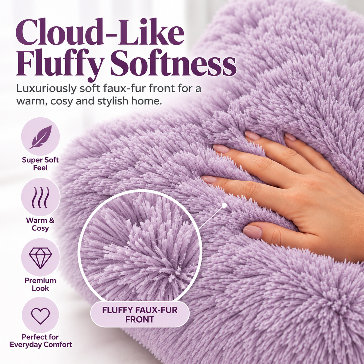 Teddy Hug Fleece Cushion Cover – Soft Fluffy Snug Cuddle Cushion Cover | Night Zone