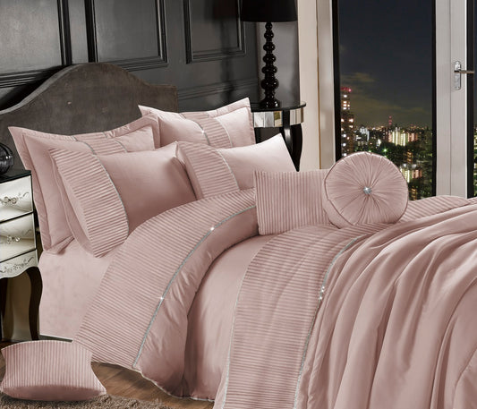 Leona Diamante Embroidered Duvet Cover Set – Luxury Glamour Bedding | Night Zone