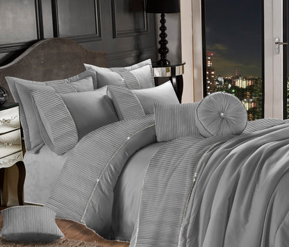 Leona Diamante Embroidered Duvet Cover Set – Luxury Glamour Bedding | Night Zone