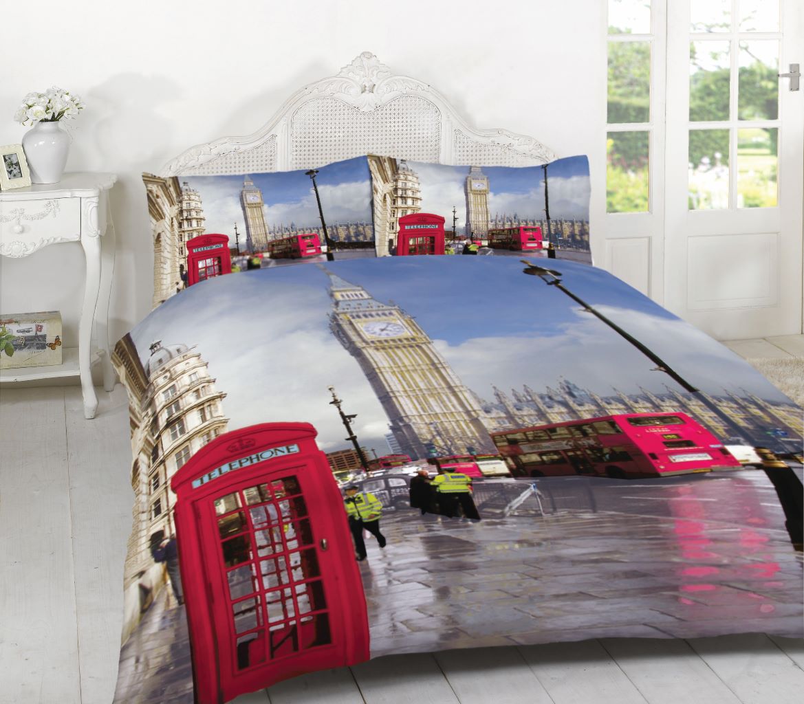 3D London Printed Duvet Cover Set – Easy Care Polycotton Bedding | Night Zone