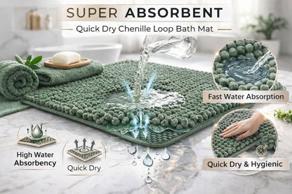 2 Piece Chenille Bath Mat Set – Soft Absorbent Non Slip Bathroom Rugs | Night Zone